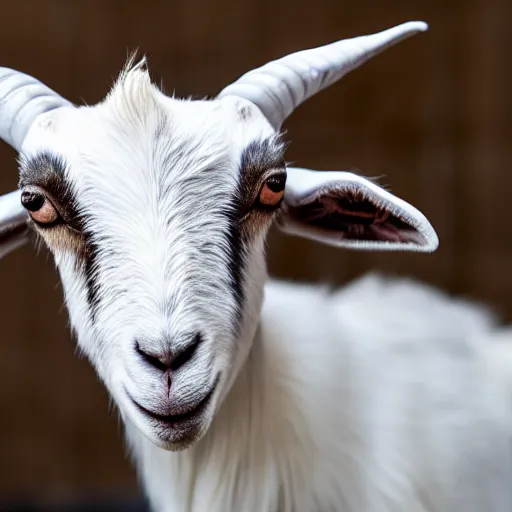Prompt: a goat with the eyes in the front