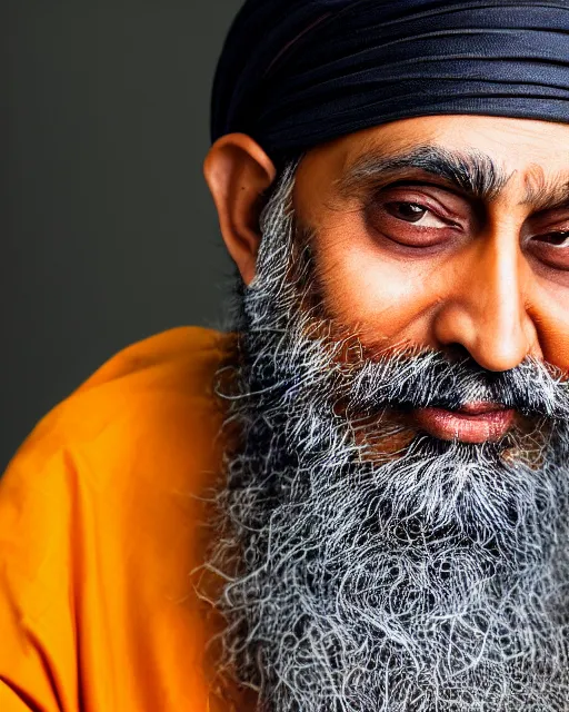 Prompt: A portrait of Jaggi Vasudev, highly detailed, trending on artstation, bokeh, 90mm, f/1.4