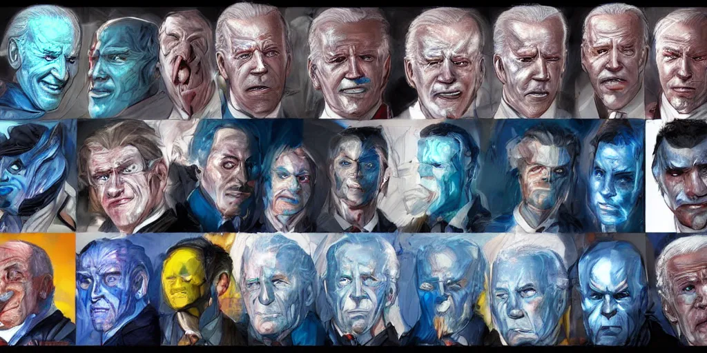 Image similar to biden elemental art artstation, perfect faces