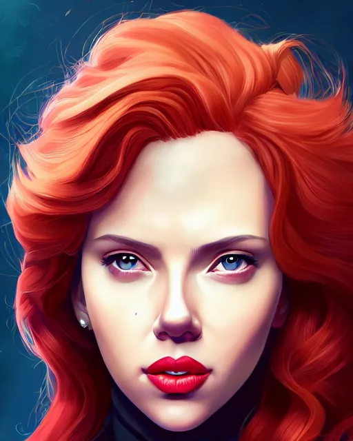 Image similar to a portrait of scarlett johansson black widow, art by lois van baarle and loish and ross tran and rossdraws and sam yang and samdoesarts and artgerm, digital art, highly detailed, intricate, sharp focus, trending on artstation hq, deviantart, unreal engine 5, 4 k uhd image