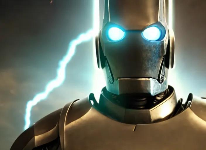 Prompt: film still of bender in the new avengers movie, 4 k