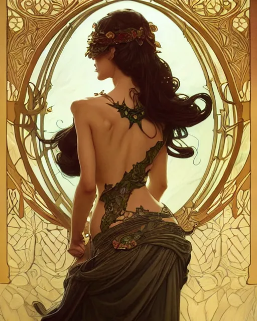 Prompt: gardenia sensual beautiful woman art nouveau, D&D, fantasy, intricate, elegant, highly detailed, digital painting, artstation, concept art, matte, sharp focus, illustration, hearthstone, art by Artgerm and Greg Rutkowski and Alphonse Mucha