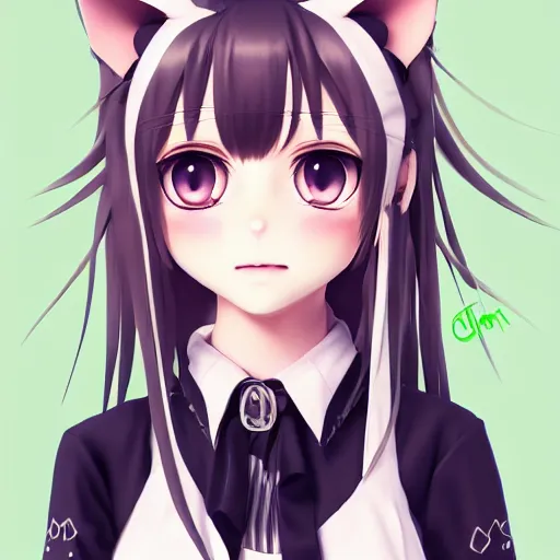 Image similar to nekopara fantastically detailed eyes cute cat girl dress portrait with fantastically detailed cat ears modern anime style, made by Laica chrose, Mina Petrovic, WLOP!!!!!!!!!!!! modern trending professional digital art unreal Engine 4k 8k