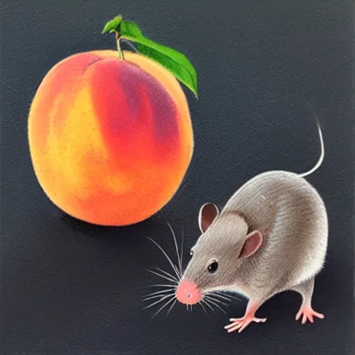 Image similar to A peach with a rat