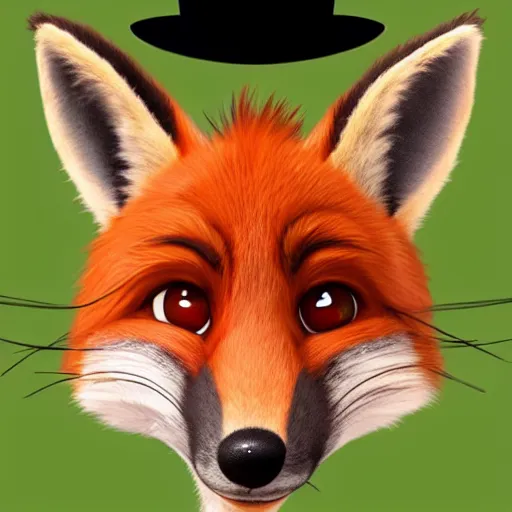 Image similar to Red Fox wearing a top hat in the style of Zootopia, 4k