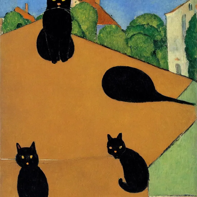 Image similar to black cat on the roof by modigliani