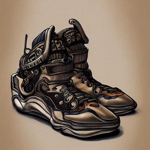Image similar to sneaker concept art, steampunk, sharp focus, illustration, concept art by tooth wu