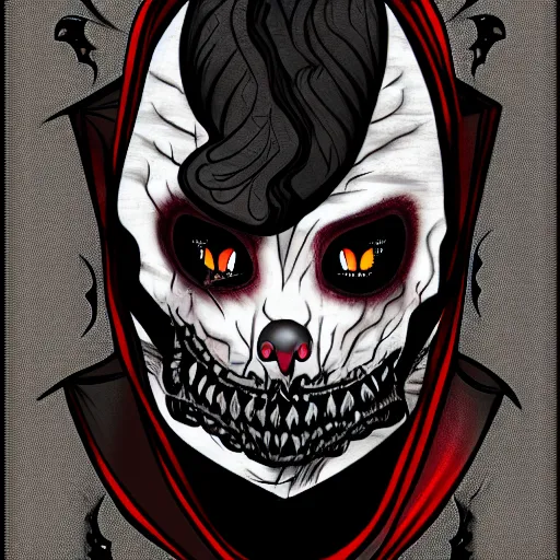 Image similar to goth vampiric scary dracula possum, digital art