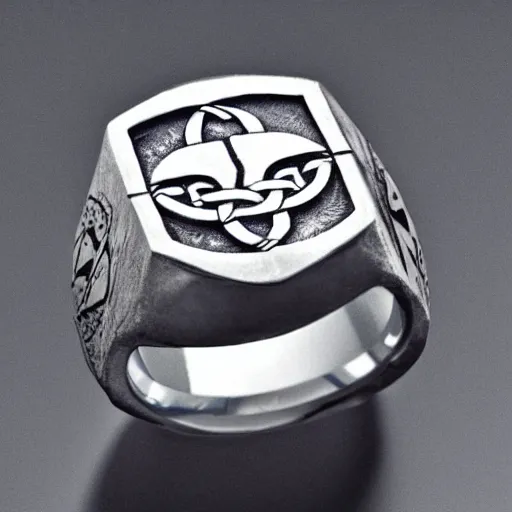 Prompt: a ring with a berserkers and vikings motif