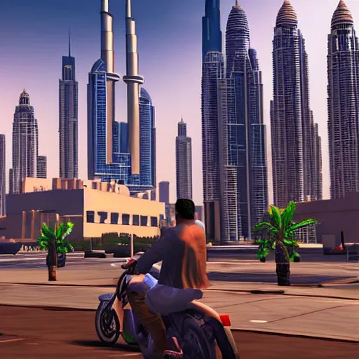 Prompt: gta : dubai, artwork