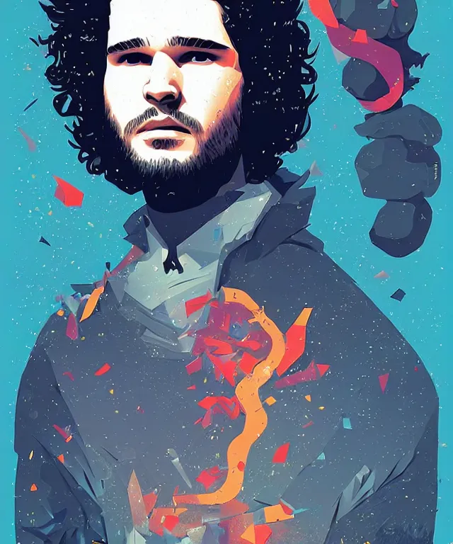 Prompt: delirium portrait of jon snow, by petros afshar, ross tran, peter mohrbacher, tom whalen, shattered glass, bubbly scenery, radiant light