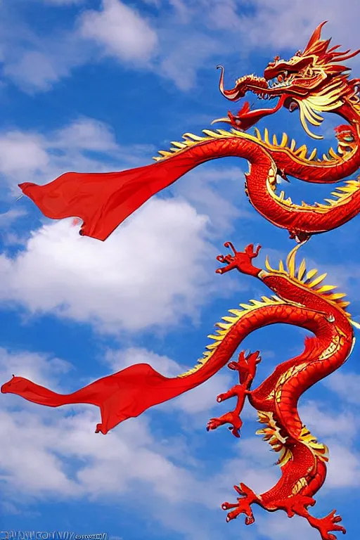 Image similar to A Chinese dragon soars to the sky，by Xision Wu