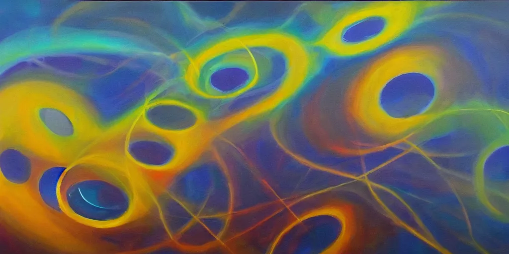 Image similar to the inner structure of quantum reality waves. Oil on canvas. Modern painting.