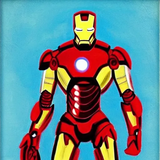 Image similar to iron man, art by bob ross