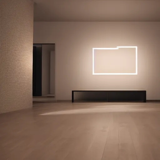 Image similar to minimal abstract 3 d indoor, atmospheric lighting, octane render 8 k, detailed, ultra high details, cinematic composition