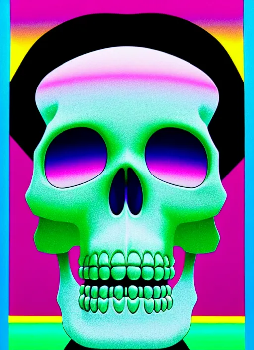 Image similar to skull by shusei nagaoka, kaws, david rudnick, pastell colours, airbrush on canvas, cell shaded, 8 k