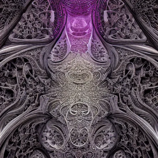 Prompt: a beautiful stone carving of an intricate mandelbrot fractal cathedral populated by fractals by android jones, carved soap, unreal engine, volumetric lighting, dynamic lighting, bright, dramatic lighting, high contrast, neon glow, carved marble, opalescent, sacred geometry, religious, angelic, catholicpunk, stark, trending on artstation