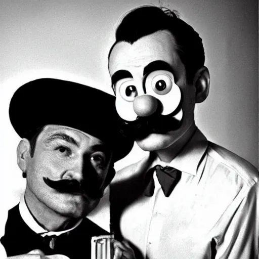 Prompt: super mario with salvador dali moustache