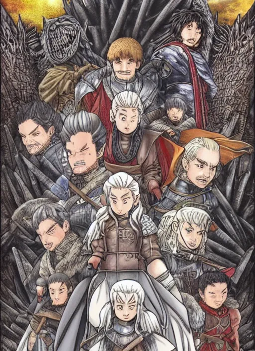 Image similar to game of thrones manga cover by akira toriyama