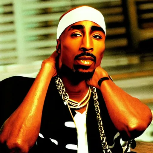 Image similar to Tupac Shakur, screenshot from a 2012s anime