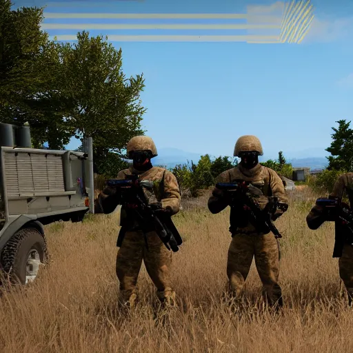 Image similar to arma 3 screenshot, us marine platoon