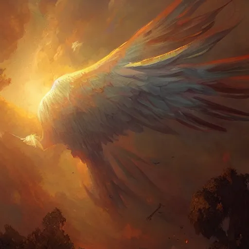 Prompt: a giant phoenix in the sky, by greg rutkowski, mandy jurgens