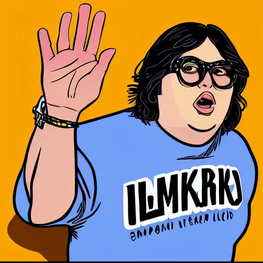 Image similar to andy milonakis & clark duke hybrid, vector, svg sticker art