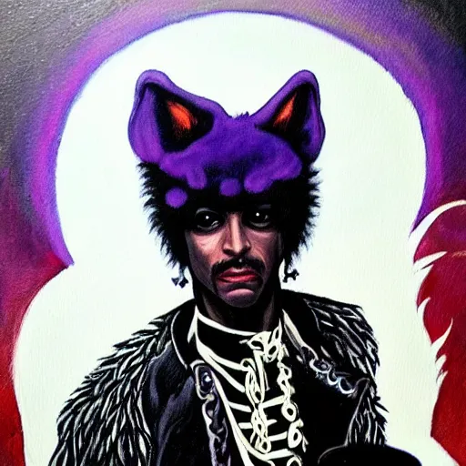 Image similar to a painting of prince as a werewolf boogie monster in the style of the warriors