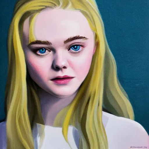 Image similar to paint of Elle Fanning by Sarah Shaw