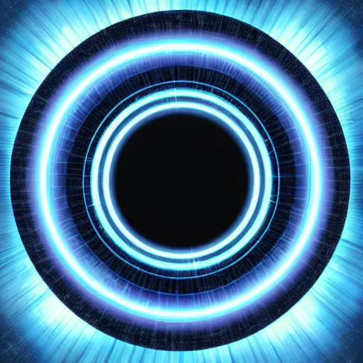 Prompt: blue circle of light, sci - fi, hologram