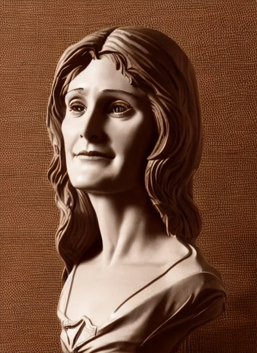 Image similar to high intricate bust of an young margot kidder [ 1 9 7 0 ] from superman movie carved from wood in baroque style, studio light, maria panfilova, andrea savchenko, mike kime, ludovic plouffe, qi sheng luo, oliver cook, trending on artstation