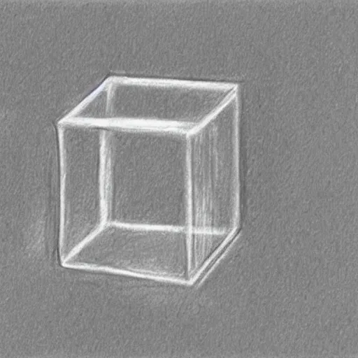 Image similar to a pencil sketch of a transparent cube