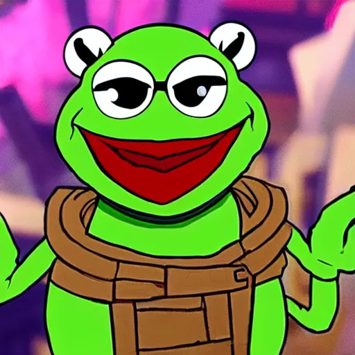 Image similar to overwatch character kermit the frog