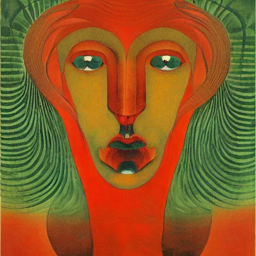 Image similar to floral face portrait by leonetto cappiello and wojciech siudmak and ernst fuchs, anni albers, oil on canvas