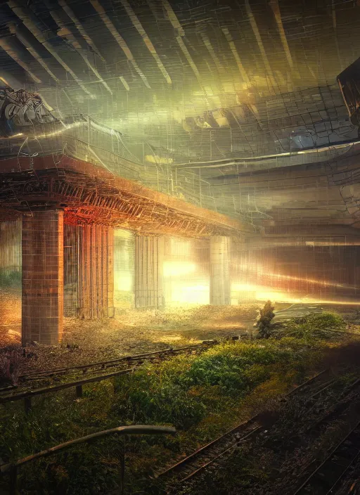 Image similar to cinematic shot epic powerstation, hyper realistic, mood lighting, fantasy, detailed generators, highly detailed, super realistic, perfect lighting pixel sorting, style sheet