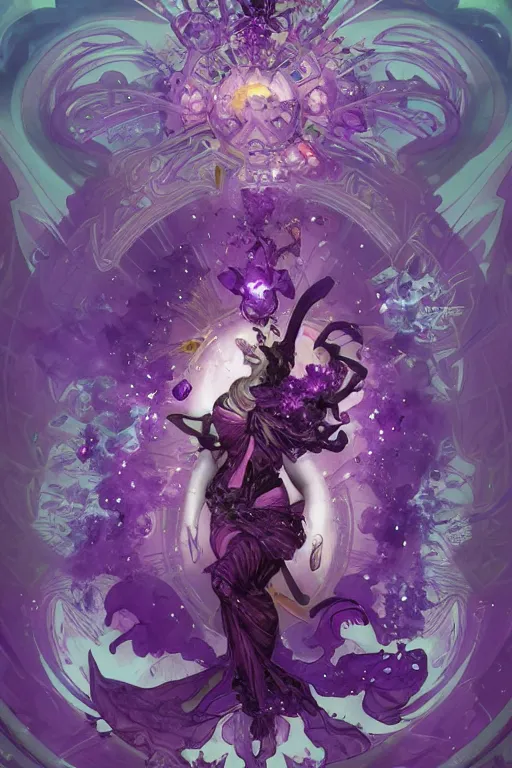 Prompt: purple explosion, amethyst, magical, painted purple, rpg, icon, vector style, by nekro, peter mohrbacher, alphonse mucha, brian froud, yoshitaka amano, kim keever, victo ngai, james jean