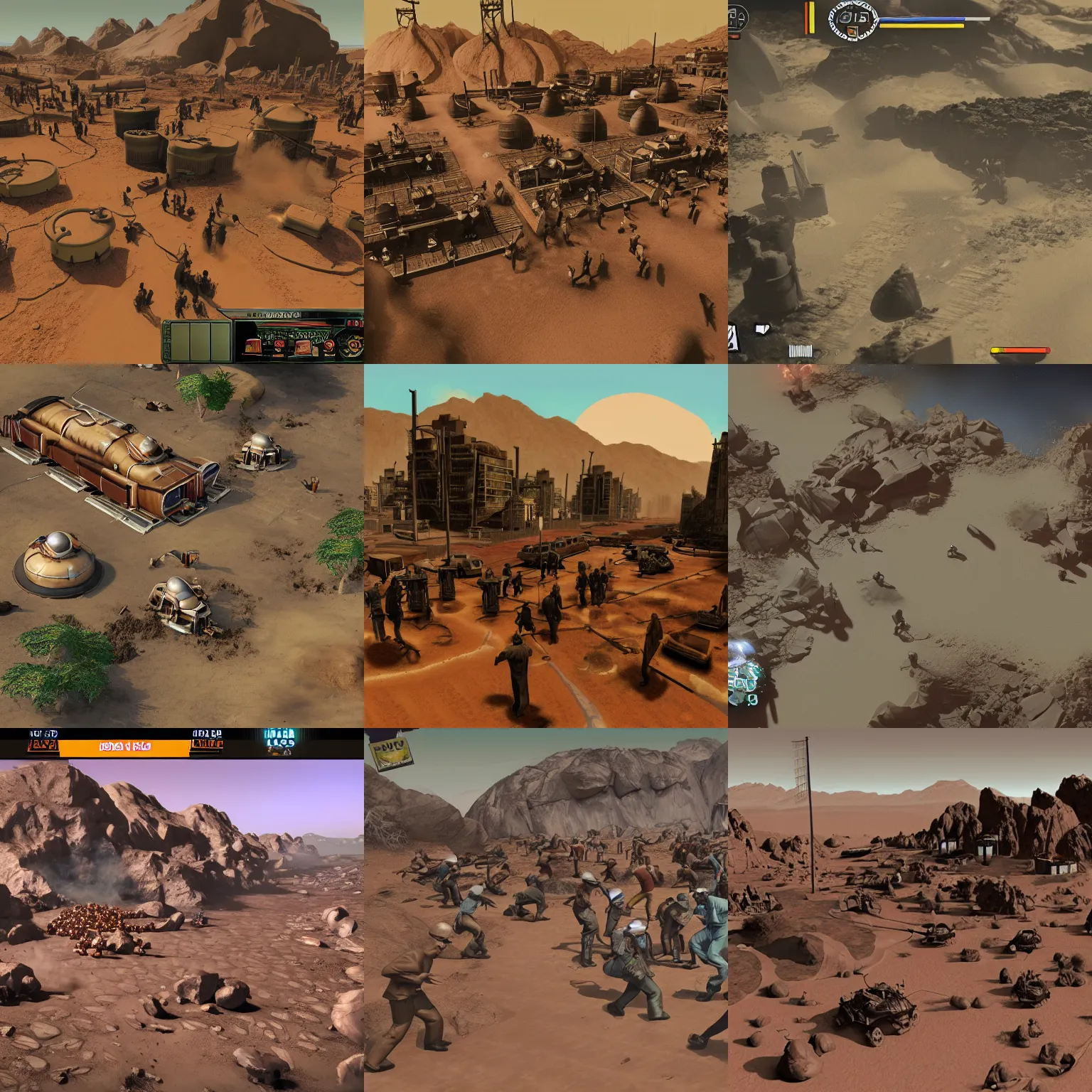 Prompt: a riot on terraformed mars, 1 9 4 7, videogame screenshot