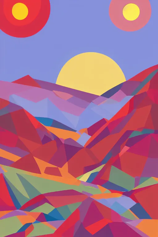 Image similar to minimalist boho style art of colorful switzerland at sunrise, illustration, vector art