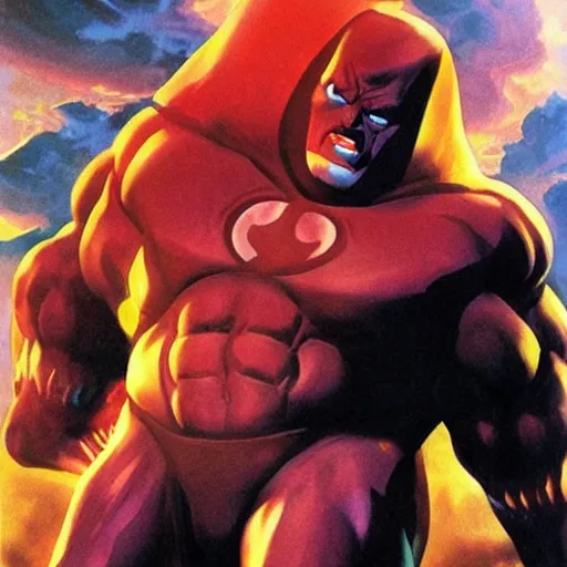 Image similar to Darkseid, destroyer of worlds, by Alex Ross and Yusuke Murata