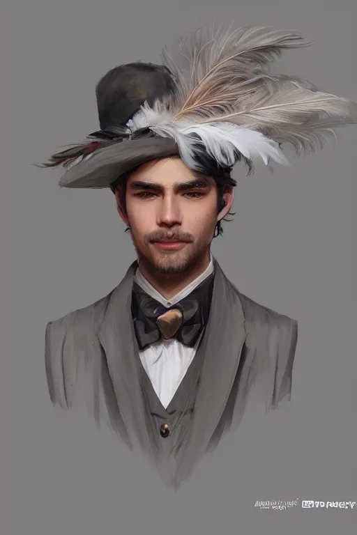 Prompt: a fancy man with a huge feather as his hat decoration, made by Stanley Artgerm Lau, WLOP, Rossdraws, ArtStation, CGSociety, concept art, cgsociety, octane render, trending on artstation, artstationHD, artstationHQ, unreal engine, 4k, 8k,