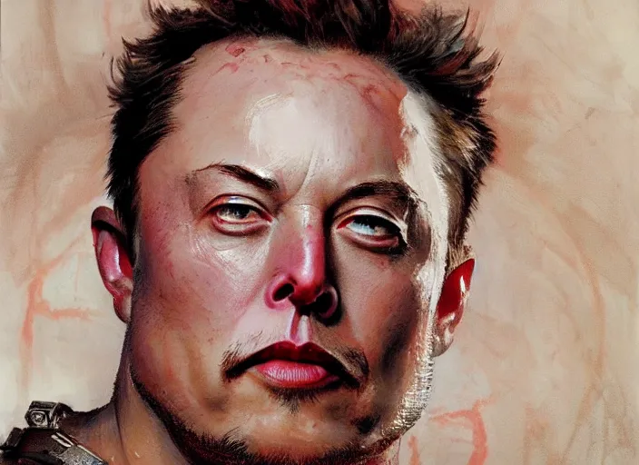 Image similar to a highly detailed beautiful portrait of elon musk as kratos, by gregory manchess, james gurney, james jean