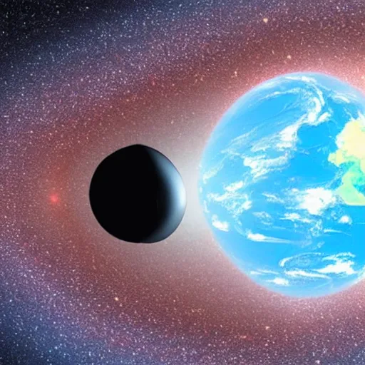 Image similar to the earth falling into a black hole.