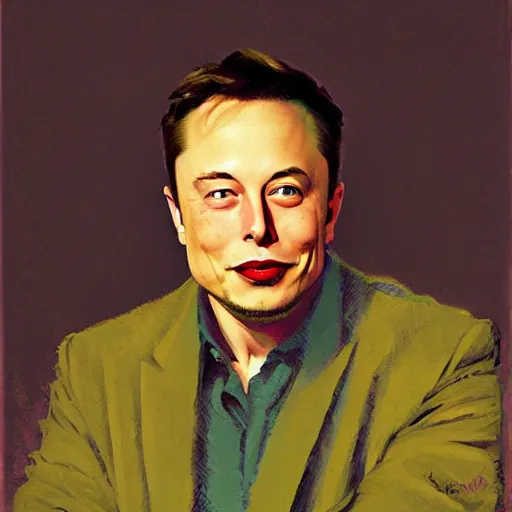 Image similar to elon musk, by colin campbell cooper