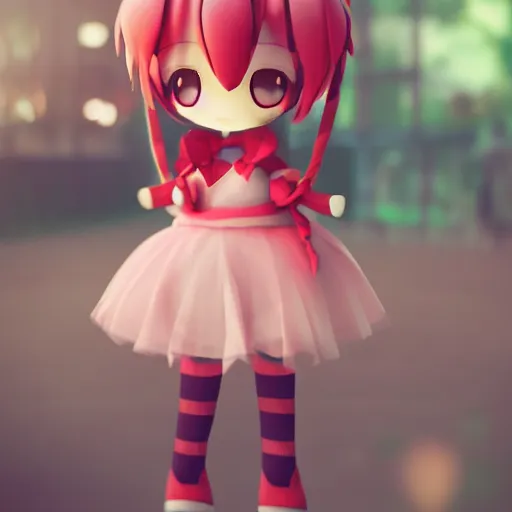 Prompt: cute fumo plush of a girl with a big heart, ribbon, monstergirl, blob anime, bokeh, vray