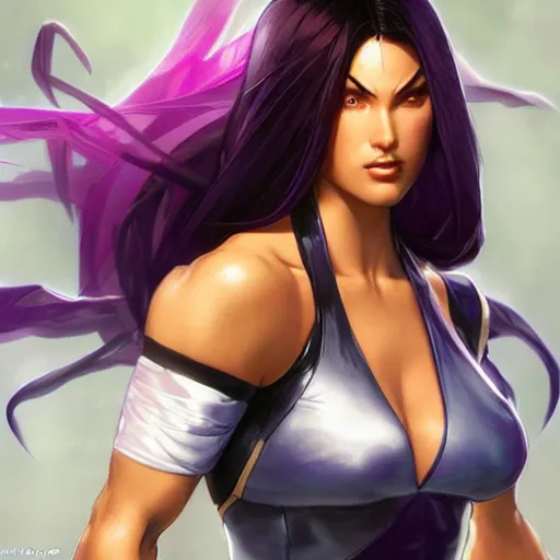 Prompt: psylocke as a street fighter character, cg animation, capcom, realistic, character select portrait, by artgerm, greg rutkowski, alphonse mucha, 3 d