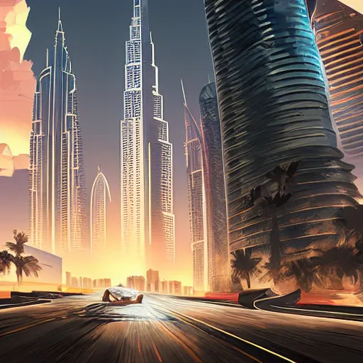 Image similar to gta : dubai, by andree wallin