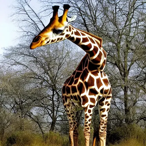 Image similar to proof giraffes aren't real, they are actually robots made by man