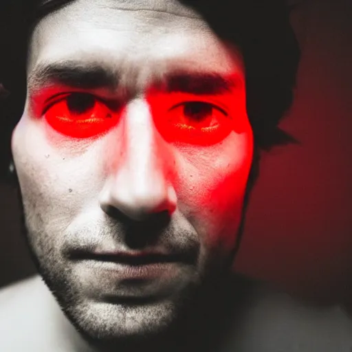 Image similar to a man with red glowing eyes