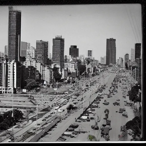 Image similar to a polaroid of the city of Buenos aires in the year 3,512