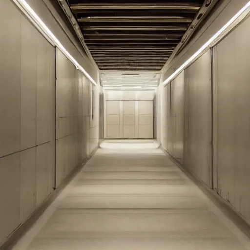 Prompt: an endless hallway with shallow water at the bottem of it, liminal highly detailed, backrooms,